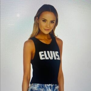 Lauren Moshi Luciana Elvis Presley Women's Black Tank Top